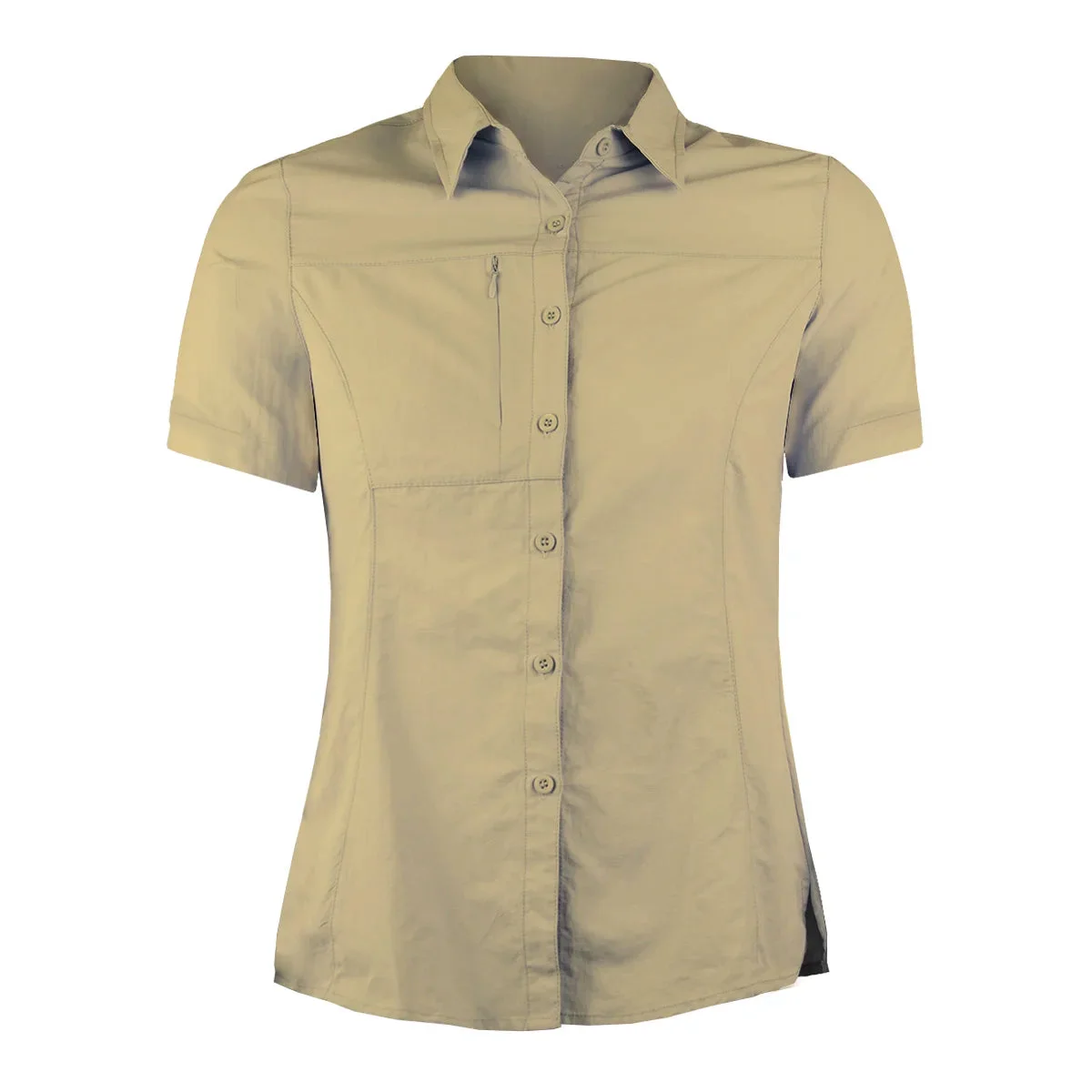 CAMISA TREKKING MANGA CORTA MUJER en color Beige