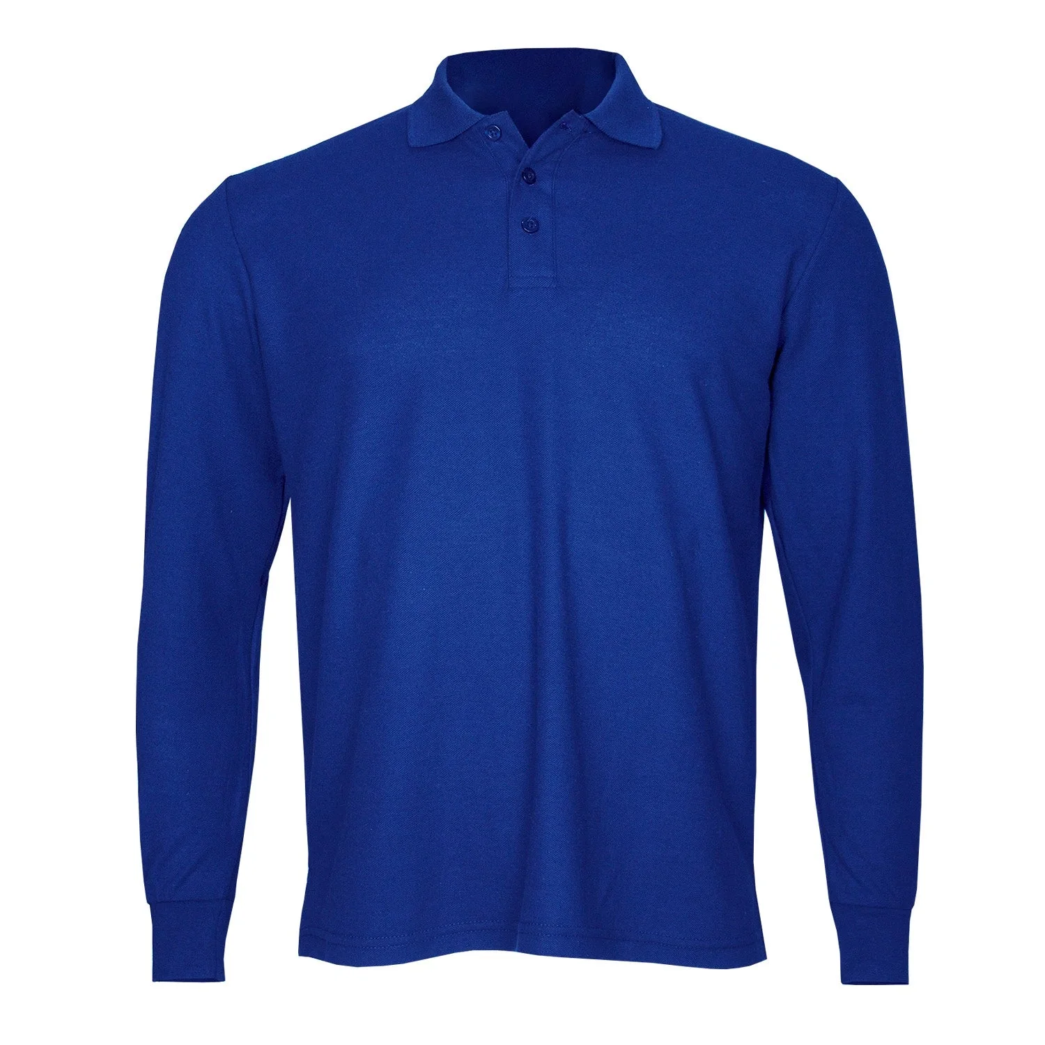 POLERA PIQUE MANGA LARGA HOMBRE en color Azul