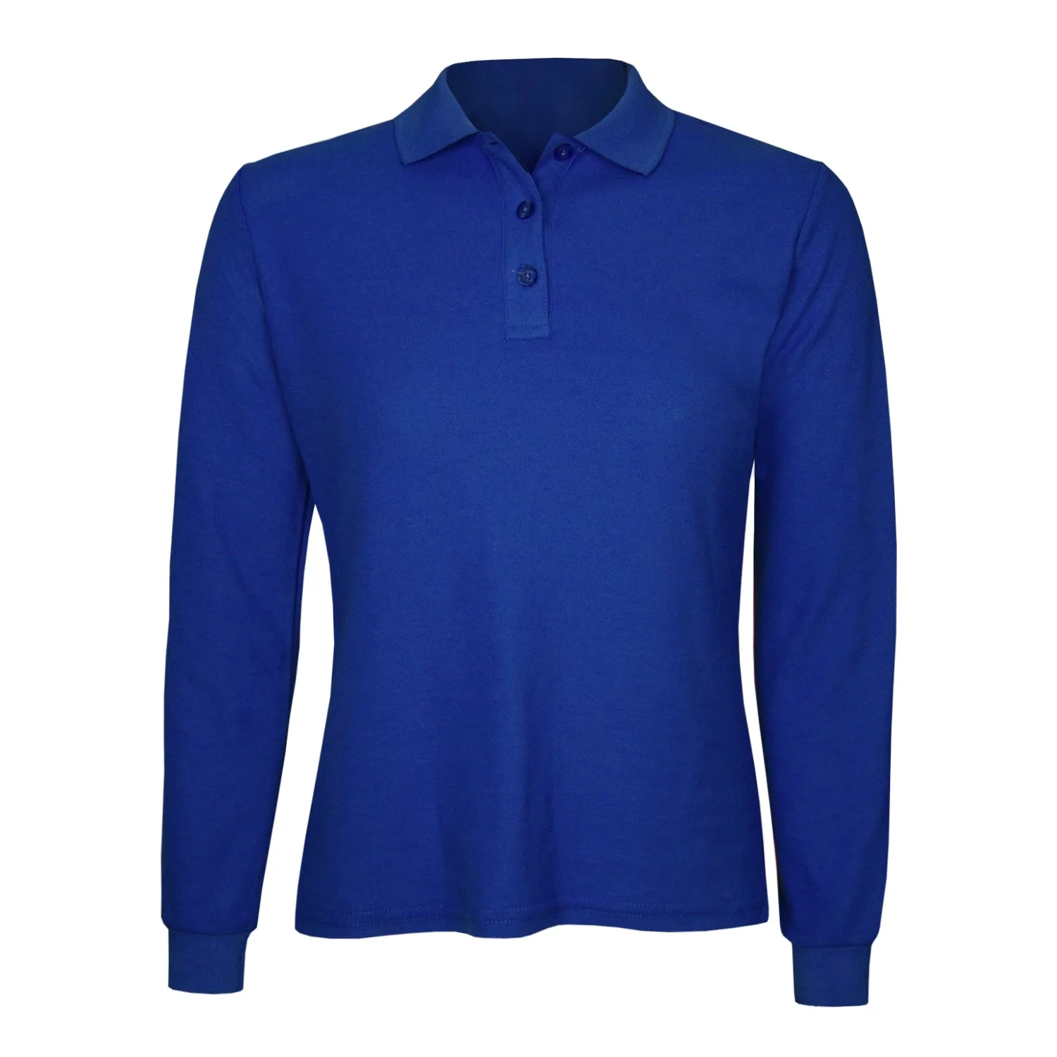 POLERA PIQUE MANGA LARGA MUJER en color Azul Francia